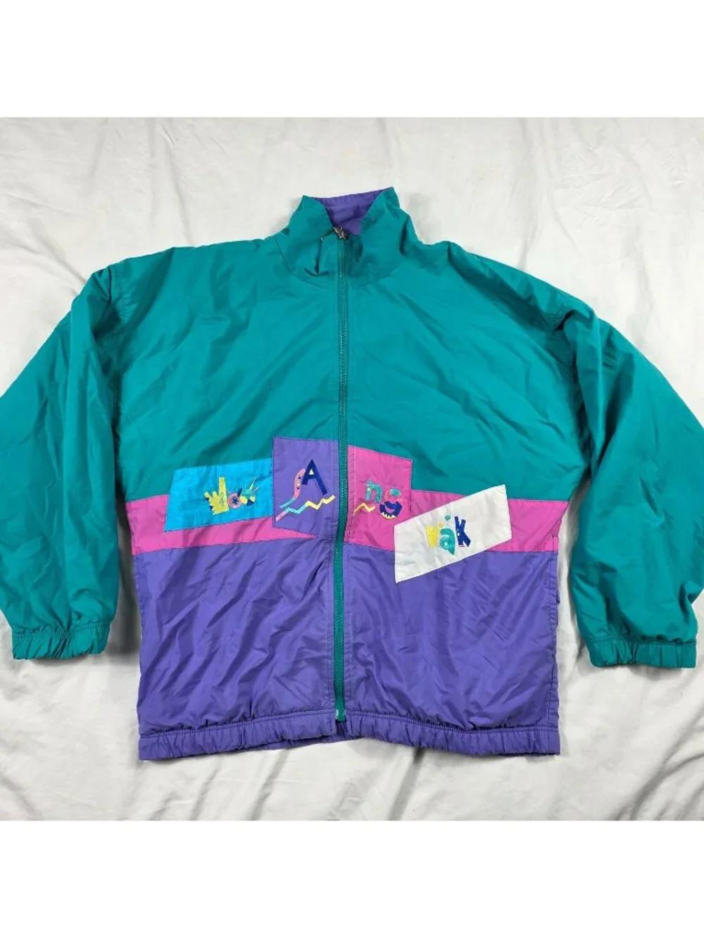 Great Cavalier St Paul Womens XL Windbreaker Color Block Jacket Teal Purple